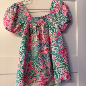 Lilly Pulitzer Pink and Green Floral Top